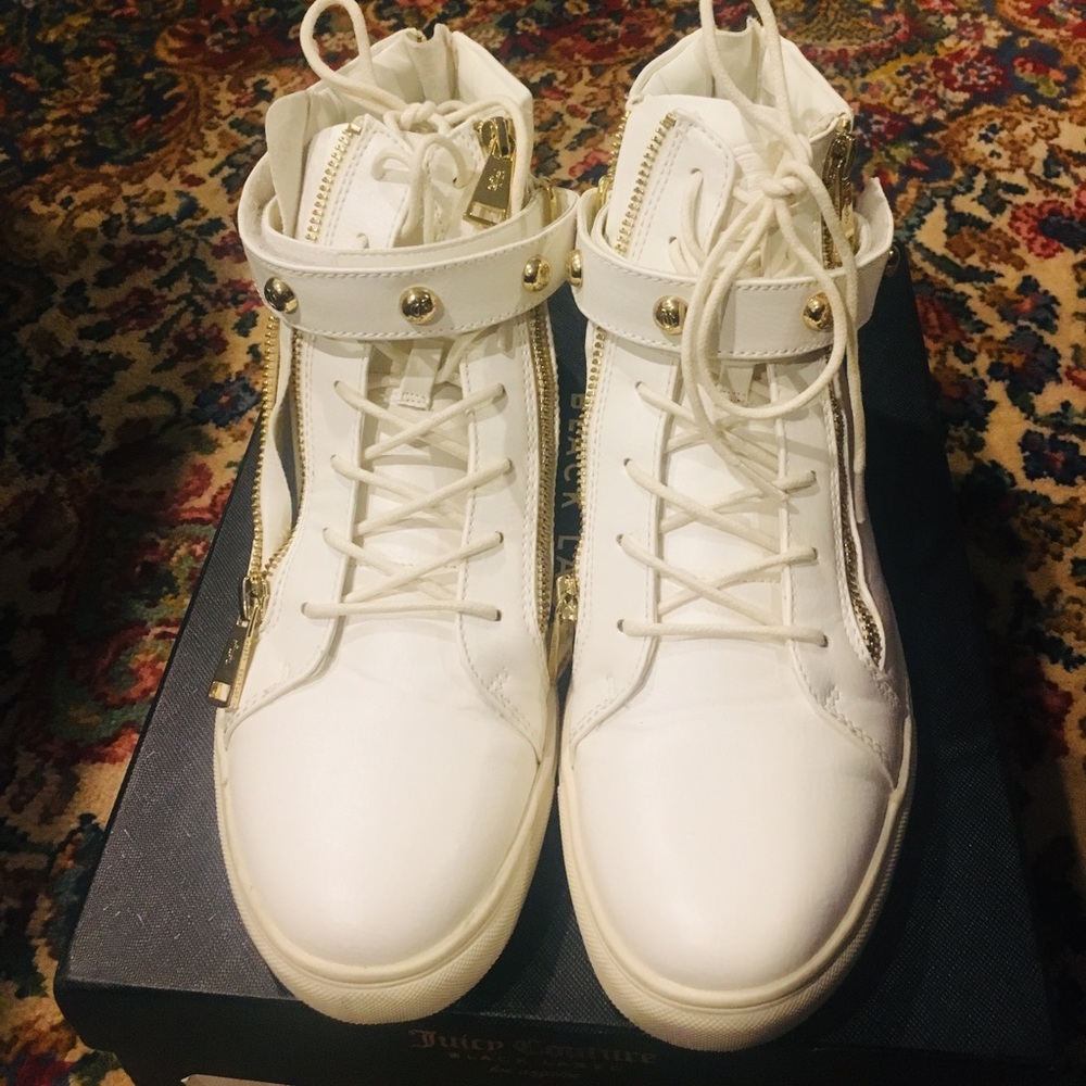 Leather high top sneakers